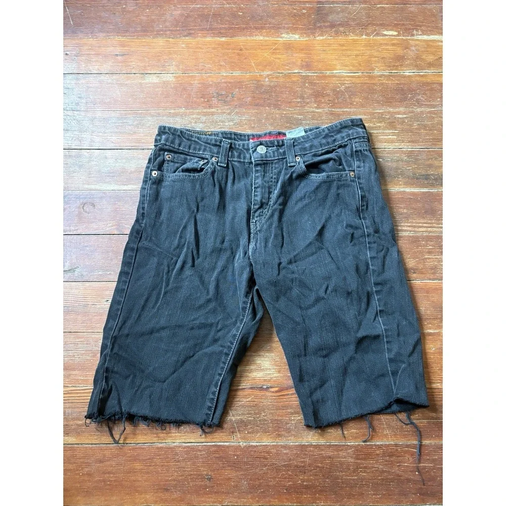 Vintage Levis 519 Cutoff Denim Shorts Women's Black Red Tab Distressed 9 JR M